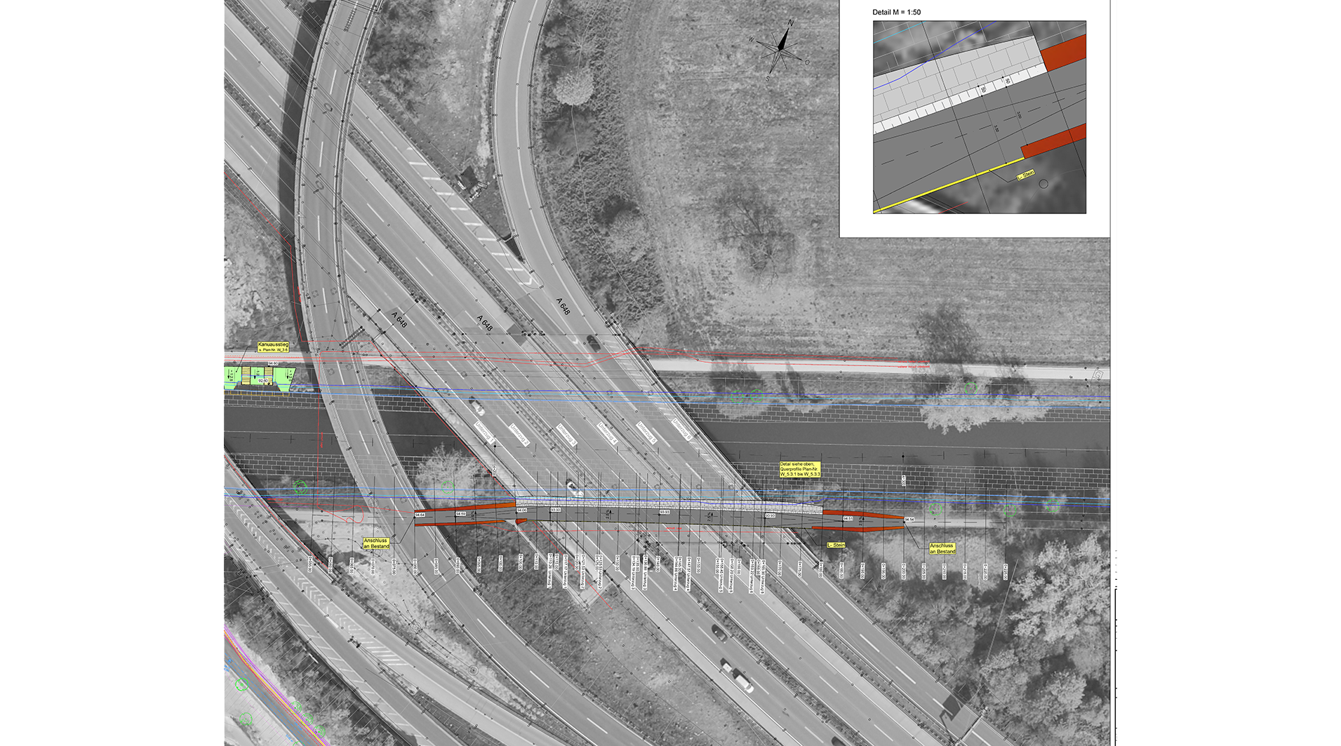 Fuß- und Radweg unter dem Westkreuz der BAB A 5/ A 648 (Luftbild)